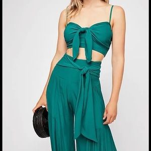 Free people emerald green two-piece set size S